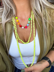 NEON YELLOW RONDELLE NECKLACE