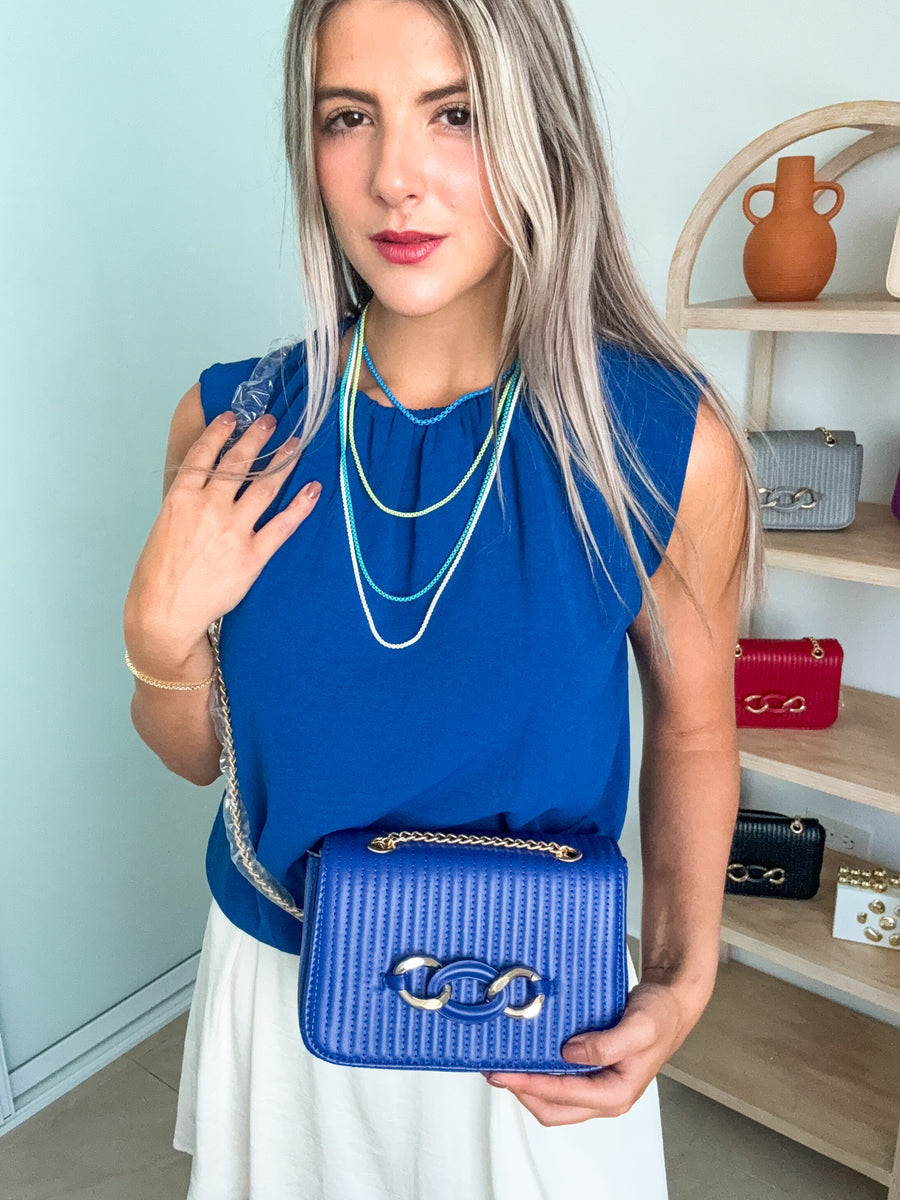 ROYAL BLUE BUBBLE BLOUSE