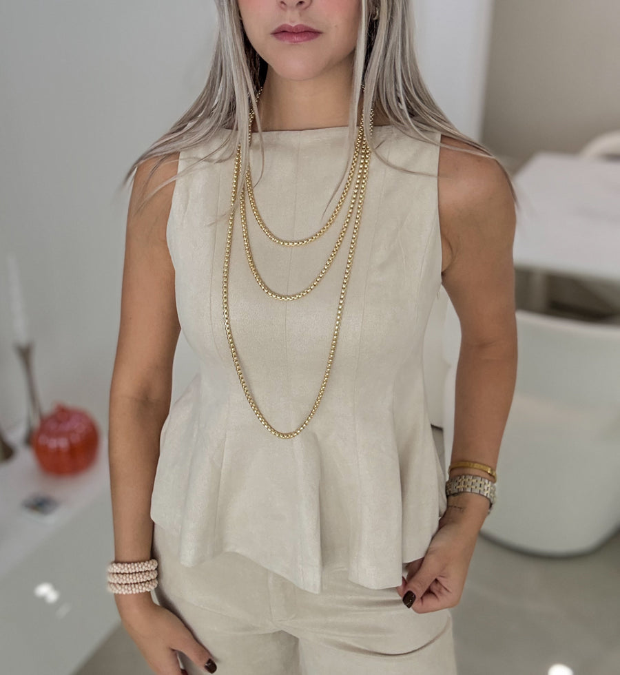 CREAM SUEDE BLOUSE