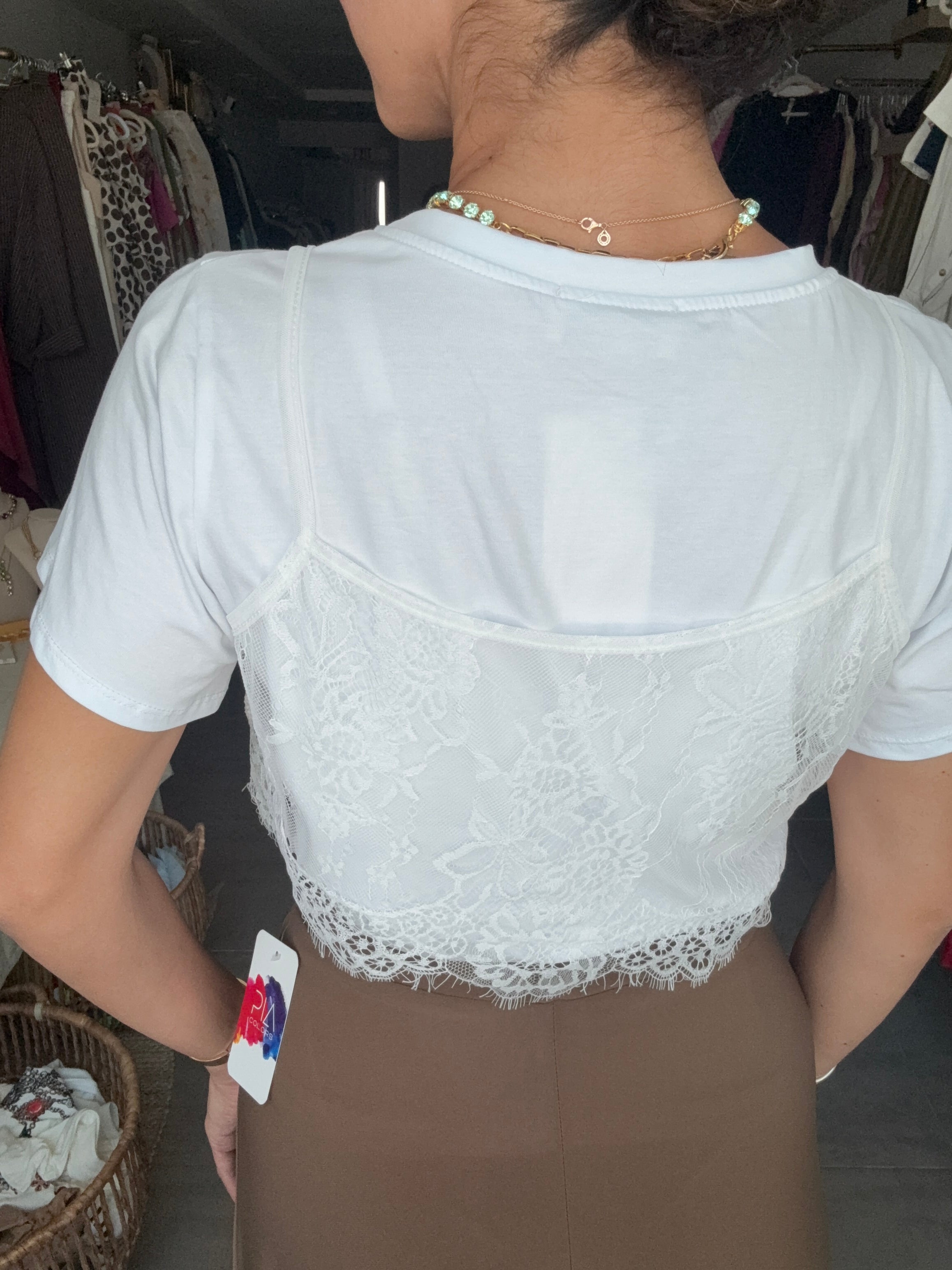 WHITE LACE TSHIRT
