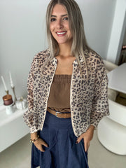 LEOPARD ZIPPER ADJUSTABLE JACKET