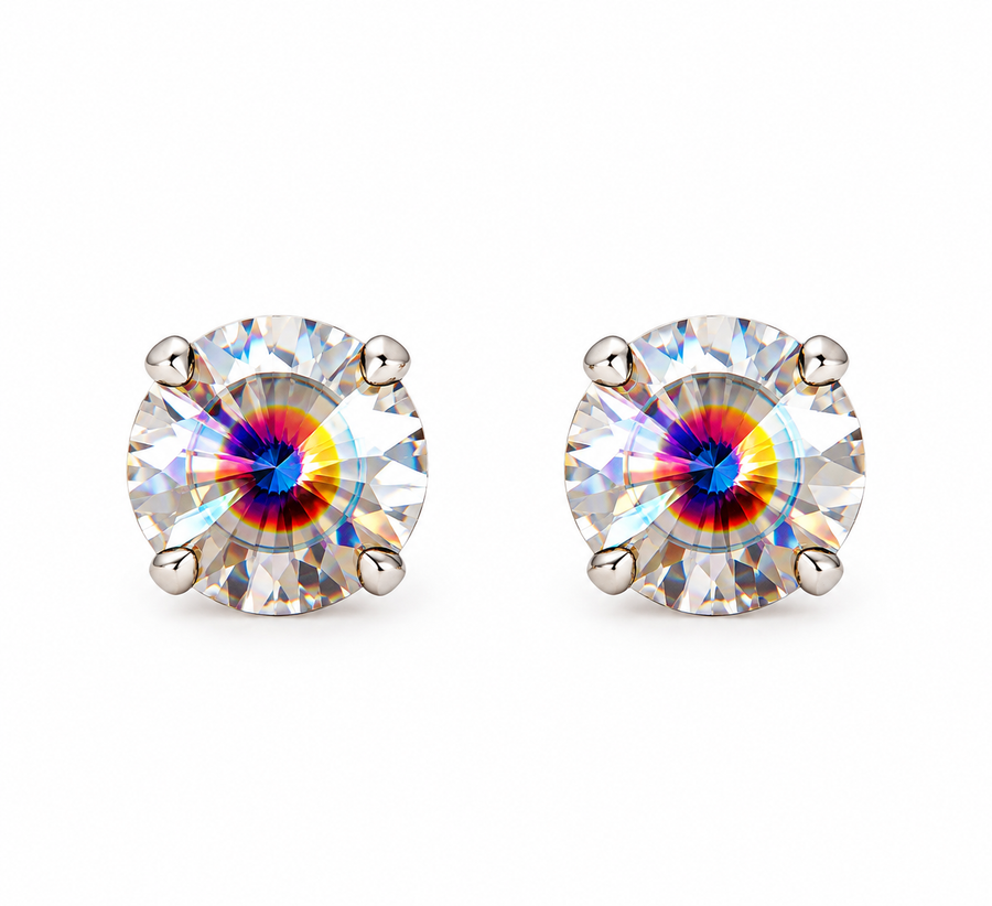 BASIC STUDS IN SILVER/PEACOCK