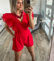 RED RUFFLE ROMPER