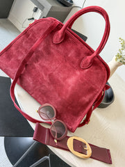 BURGUNDY GENUINE LEATHER TOTE BAG