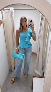 AQUA ONE SHOULDER BLOUSE