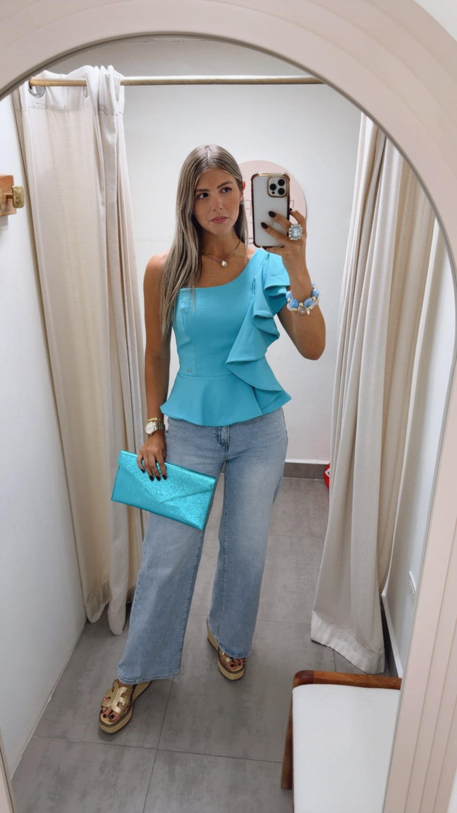 AQUA ONE SHOULDER BLOUSE