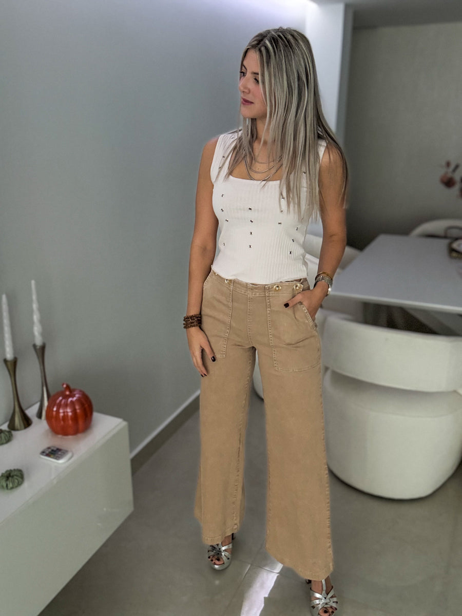 KHAKI STRETCHY PANTS