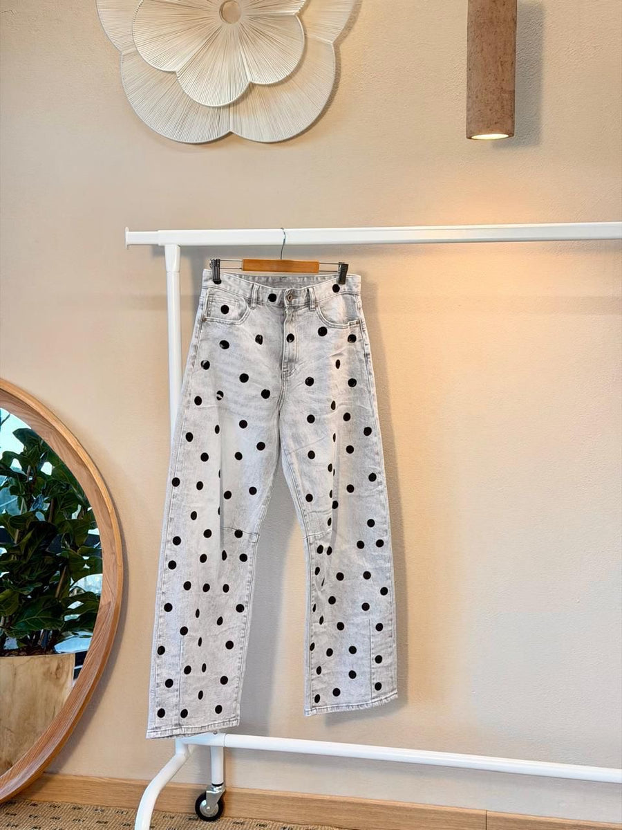 BLACK POLKA DOT JEANS