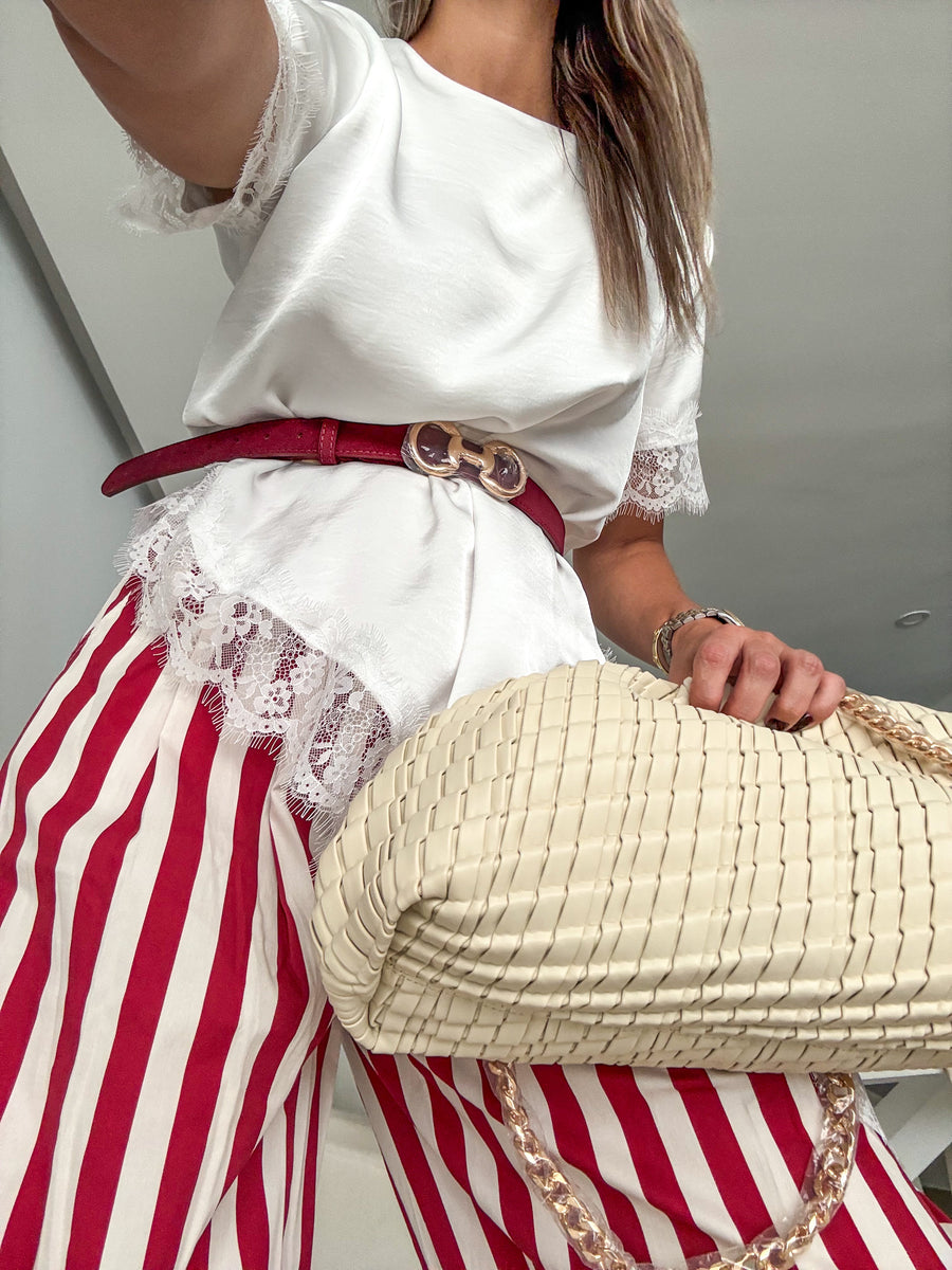 STRIPED BARREL PANTS