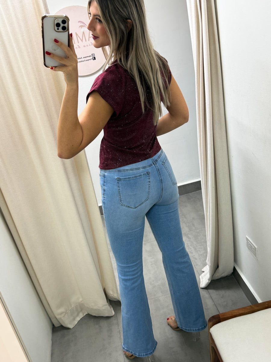 BURGUNDY GLITTER BLOUSE