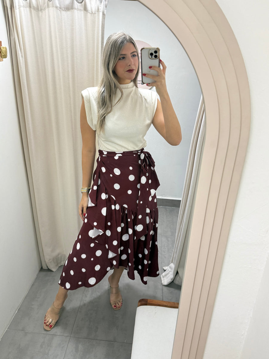 IVORY GLITTER MOCK NECK BLOUSE