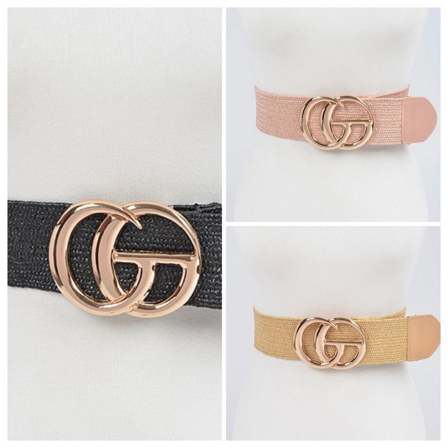 METAL BUCKLE STRAW BELT