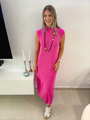 PINK MOCK NECK DRESS