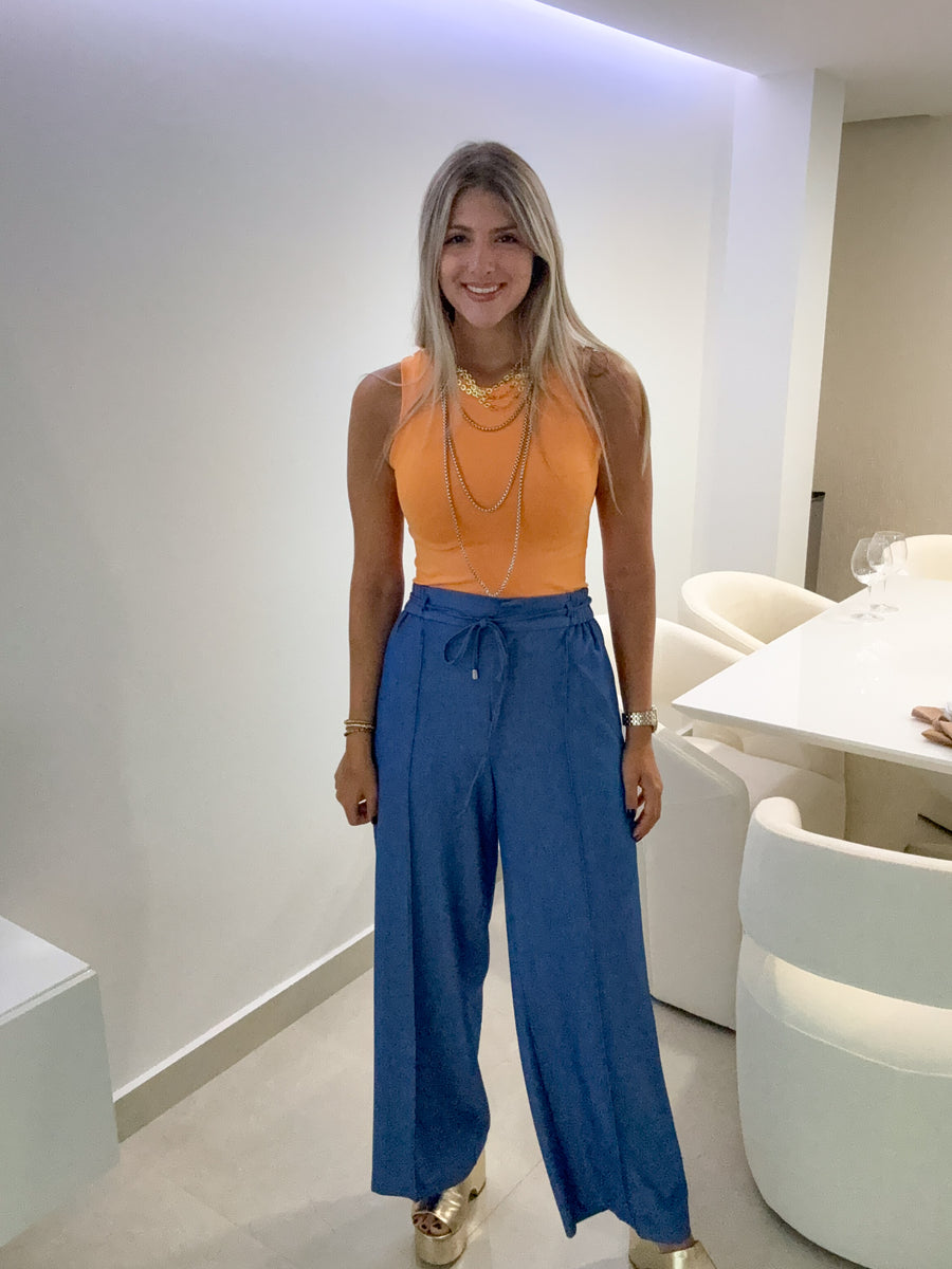 MEDIUM DENIM WIDE LEG PANTS