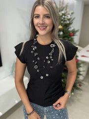 SOLID SIDE RUCHED DETAILED BLOUSE