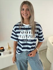 BLUE STRIPED CLUB AMOUR TSHIRT