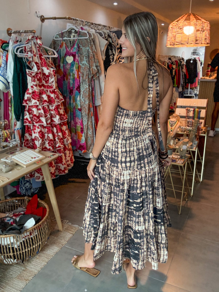 HALTER TIE DYE MAXI DRESS