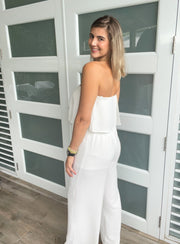 WHITE STRAPLESS JUMPSUIT