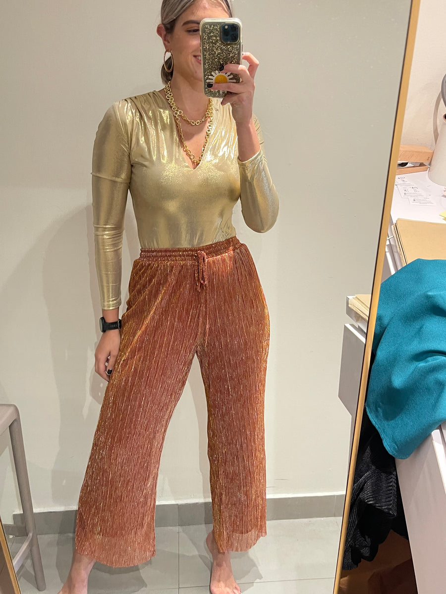 RUST LUREX METALLIC PALAZZOS