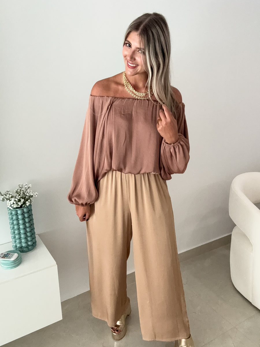 TAN SILKY PANTS