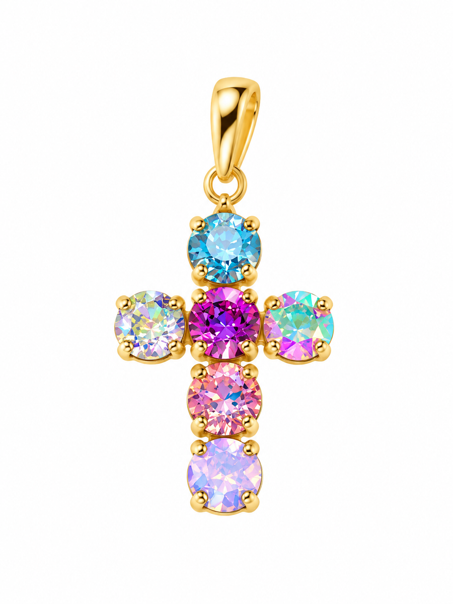 PINK MIX SMALL CROSS PENDANT