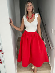 RED ELEGANT MAXI SKIRT