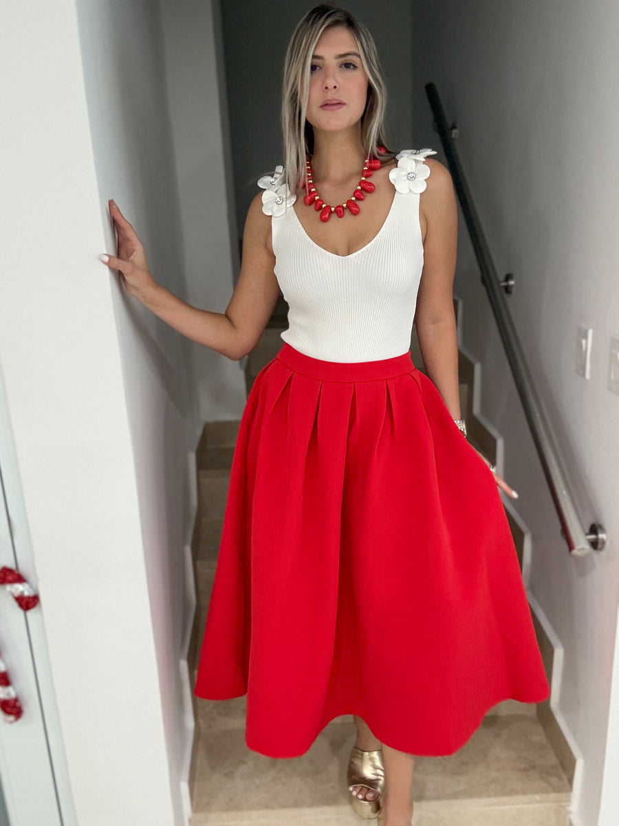 RED ELEGANT MAXI SKIRT