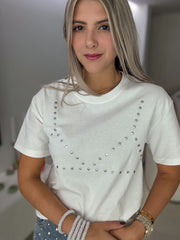 WHITE BRALETTE STUDDED TSHIRT