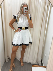 WHITE BLACK SHORT DRESS