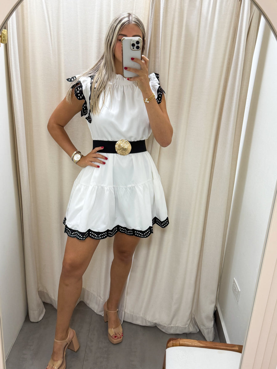 WHITE BLACK SHORT DRESS