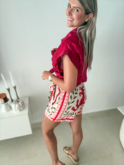 RED LEOPARD SKORT