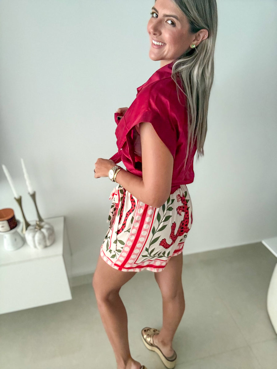 RED LEOPARD SKORT