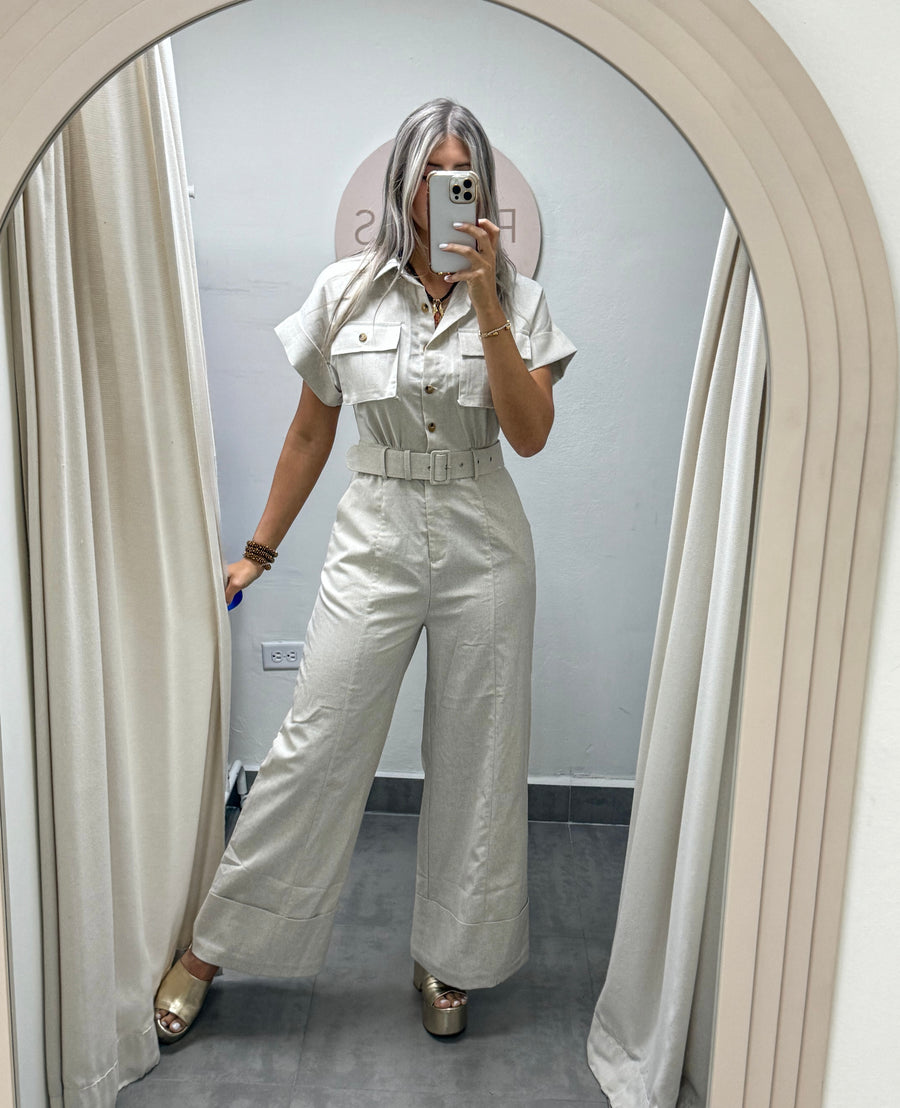 LINEN WIDE LEG JUMPSUIT