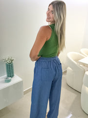 MEDIUM DENIM WIDE LEG PANTS