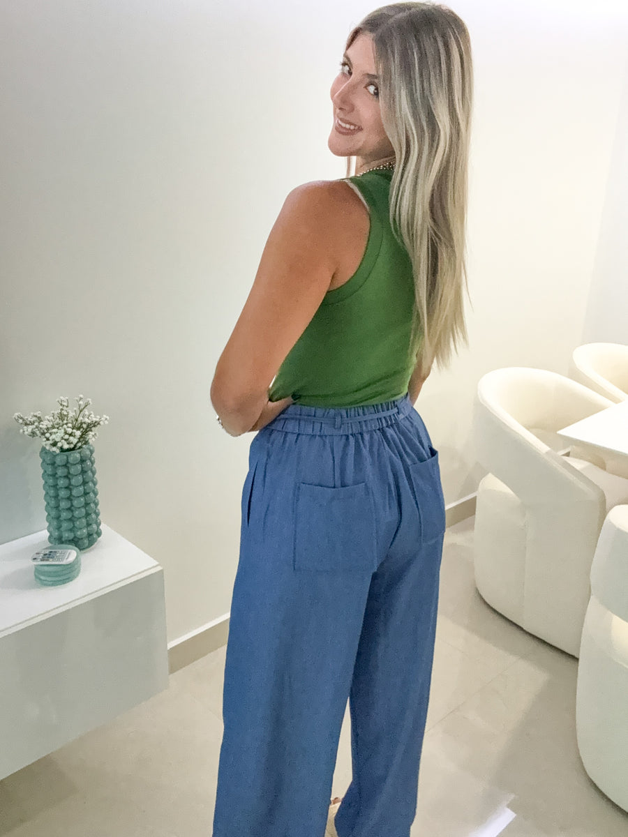 MEDIUM DENIM WIDE LEG PANTS