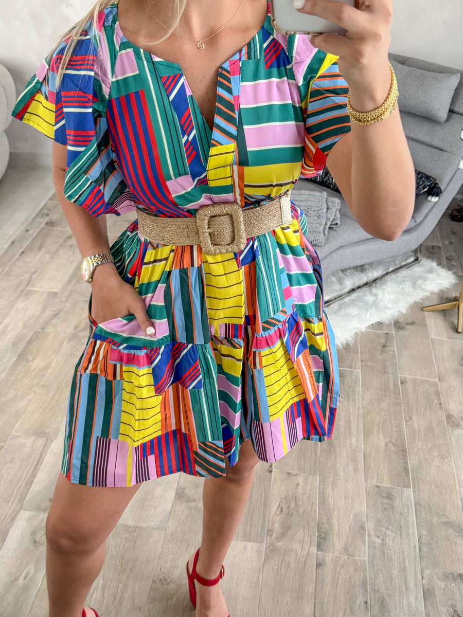 MULTICOLOR STRIPED DRESS