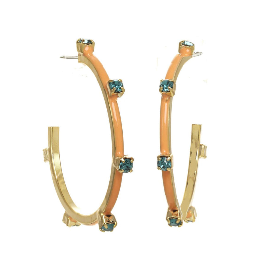 EVERLY HOOPS IN BEIGE/AQUA