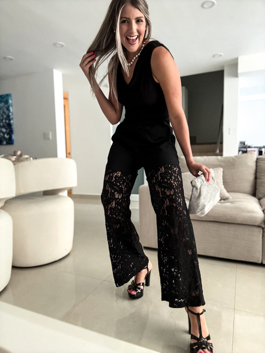 BLACK LACE PANTS
