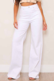 WHITE WIDE LEG HIGH-WAISTED JEANS