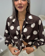 POLKA DOT SATIN KNOT TOPS