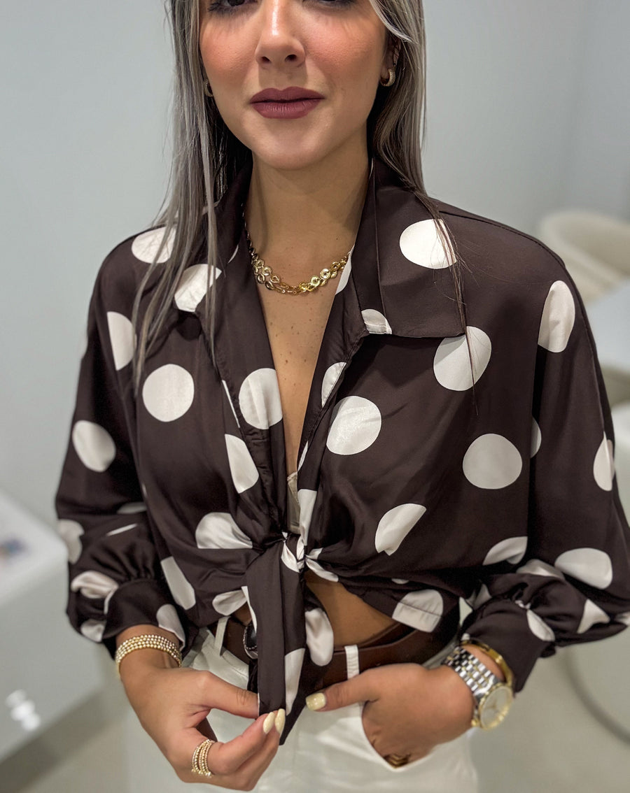 POLKA DOT SATIN KNOT TOPS