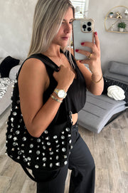 *PRE-ORDER* BLACK NYLON STUDDED BAG/CROSSBODY
