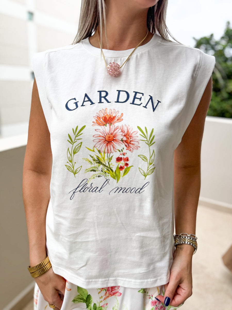 "GARDEN" FLROAL PRINT TEE