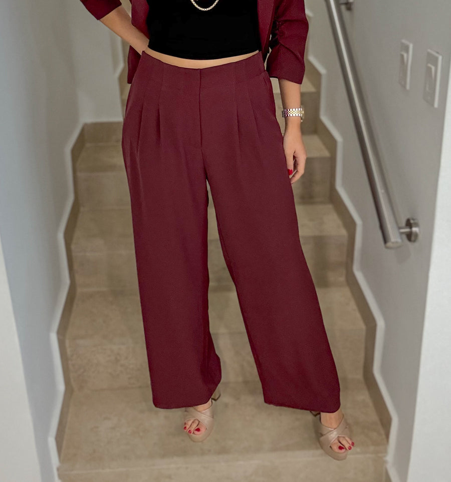 BURGUNDY TAILORED PANTS