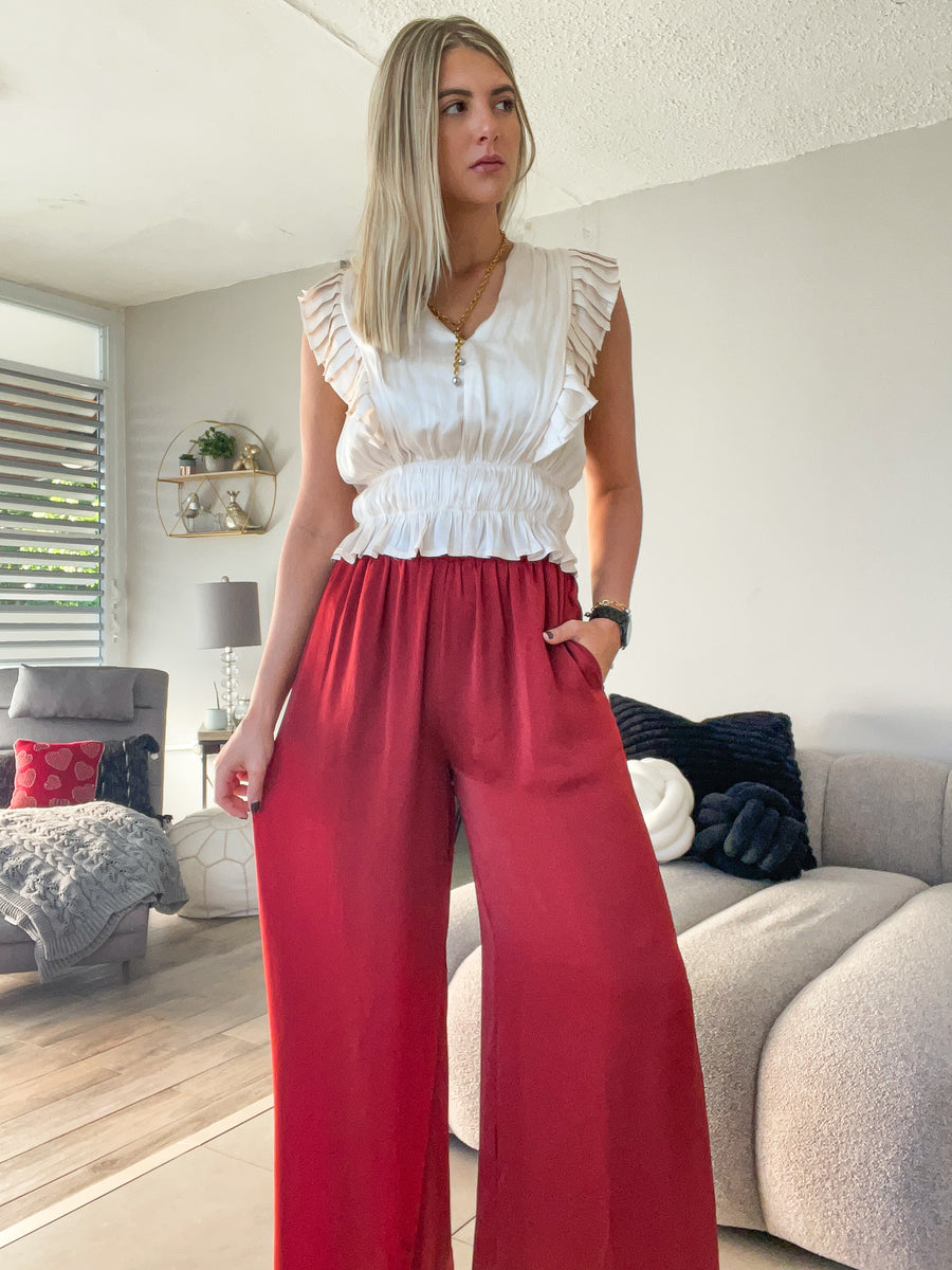 RUST SATIN PANTS
