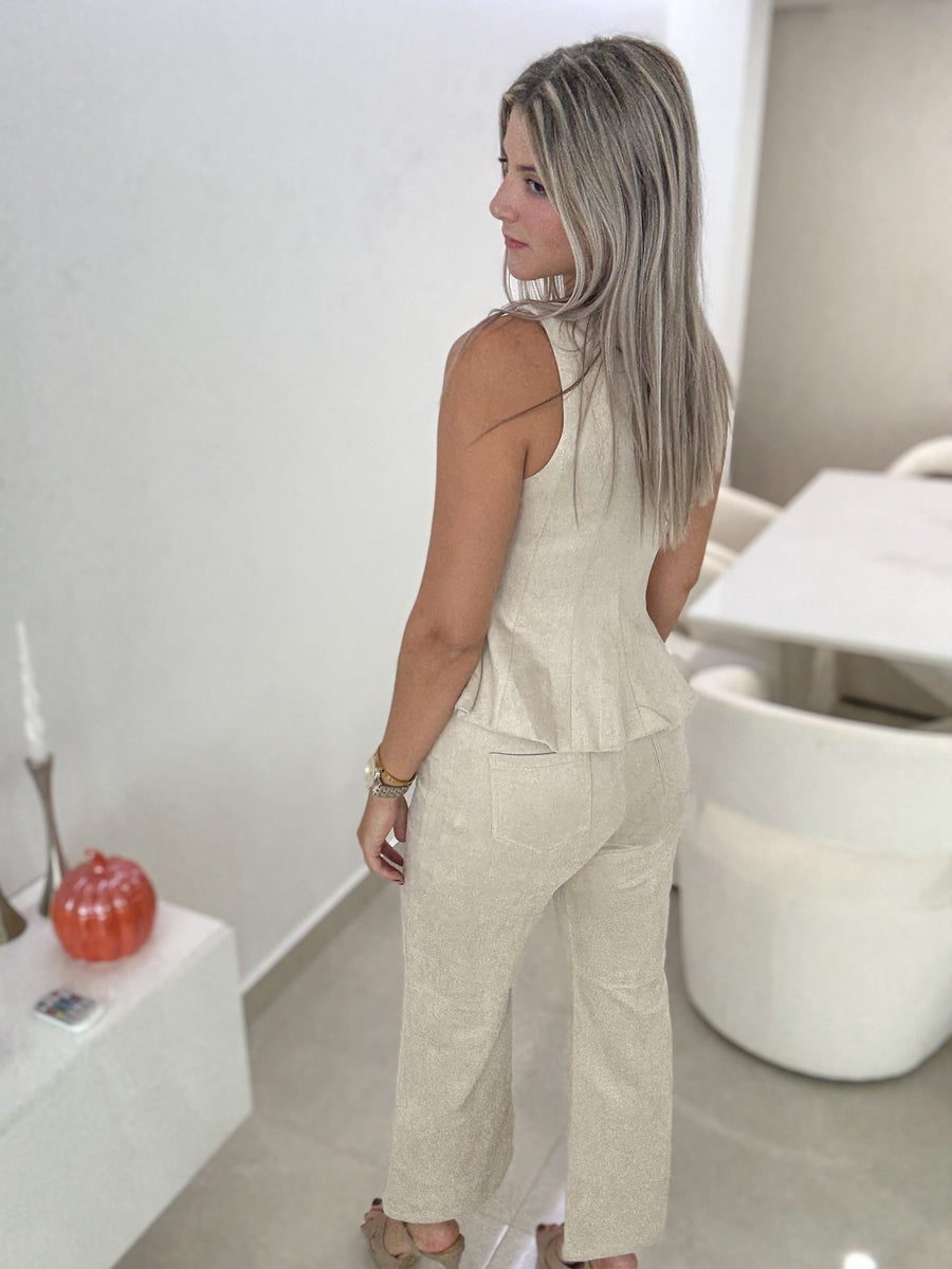 CREAM SUEDE BLOUSE