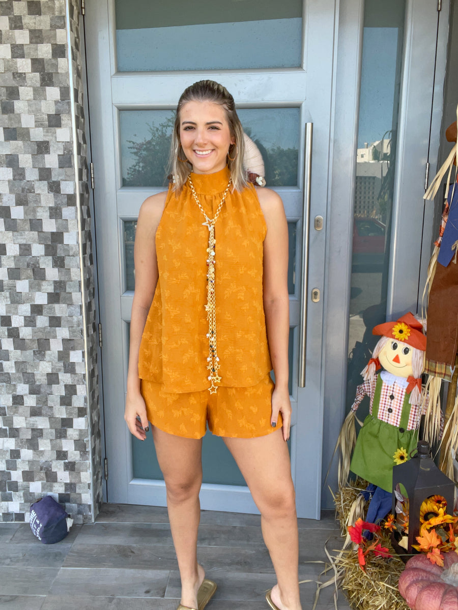 MUSTARD ELASTIC SHORTS