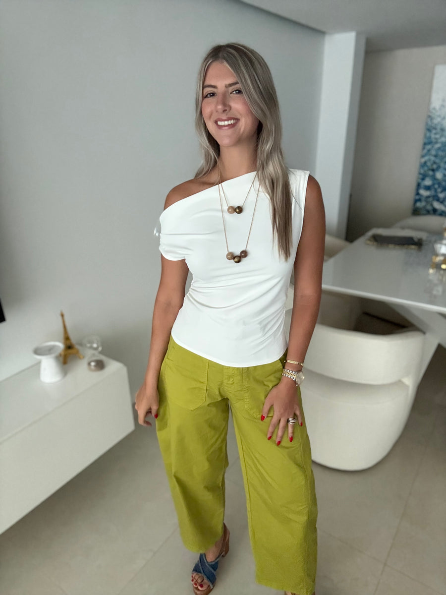 WHITE ONE SHOULDER TOP