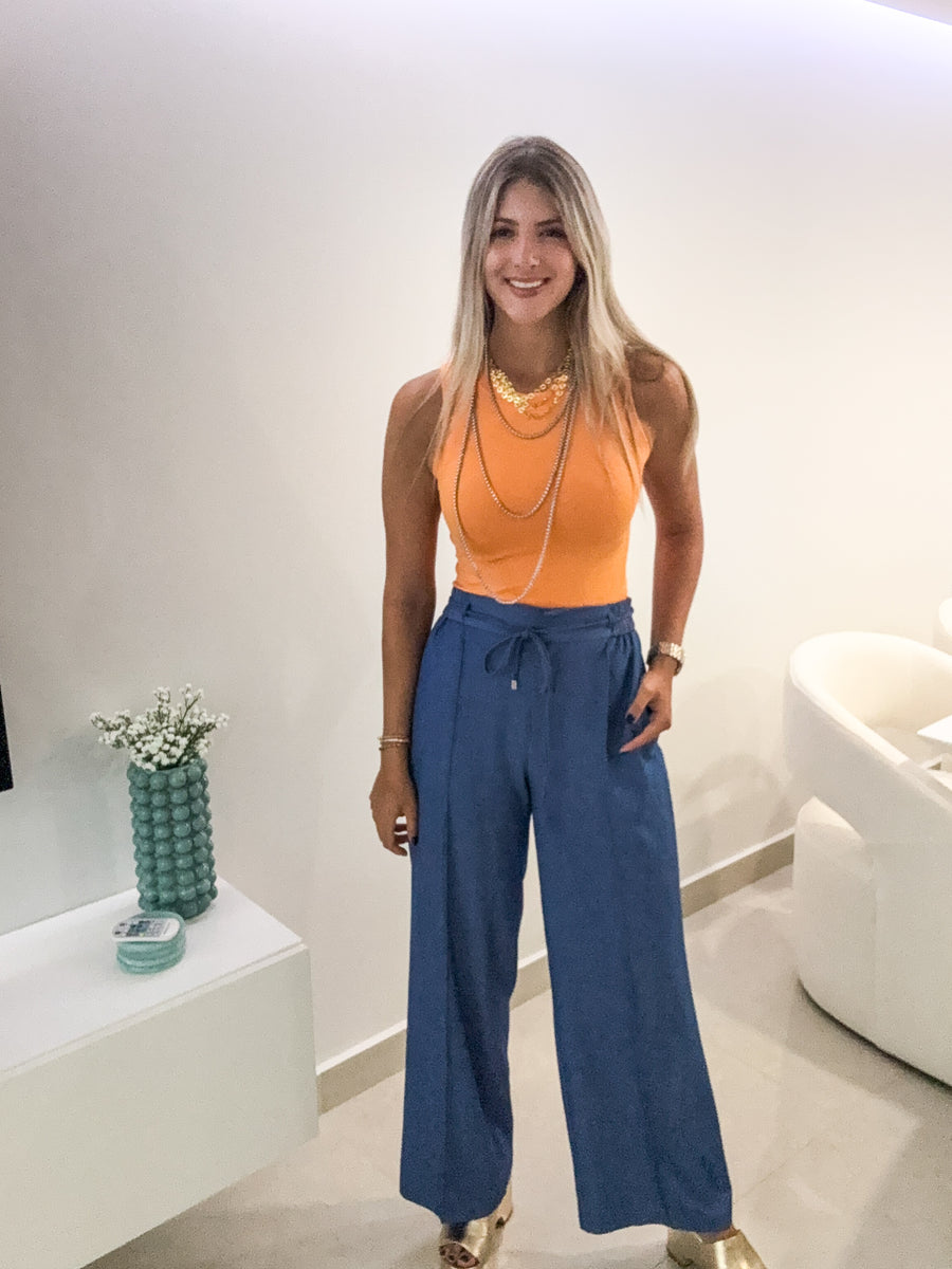 MEDIUM DENIM WIDE LEG PANTS