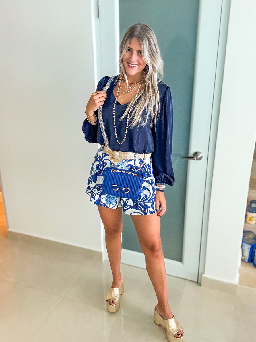 BLUE PRINTED SHORTS